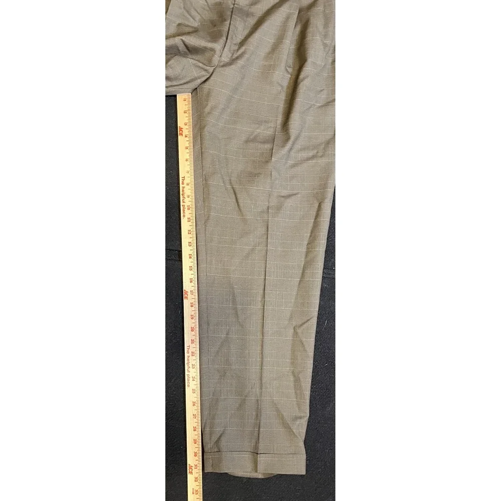 Jos. A. Bank‎ Suit Mens 48R 42x30 Brown Plaid 100% Wool 2 Piece Business Express